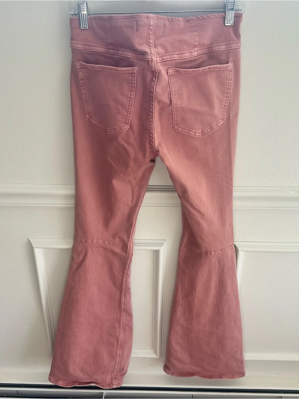 Free People We The Free Penny Pull-On Flare Jeans Clay Rose Pink Sz 28